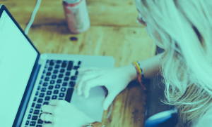 Woman using laptop